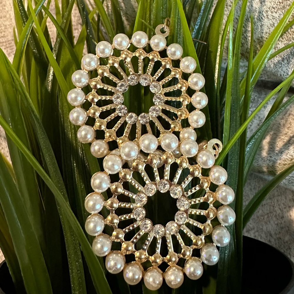 New large gold fashion earrings with rhinestone and pearls